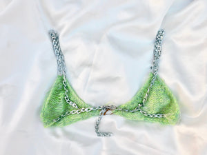 green knit bikini top