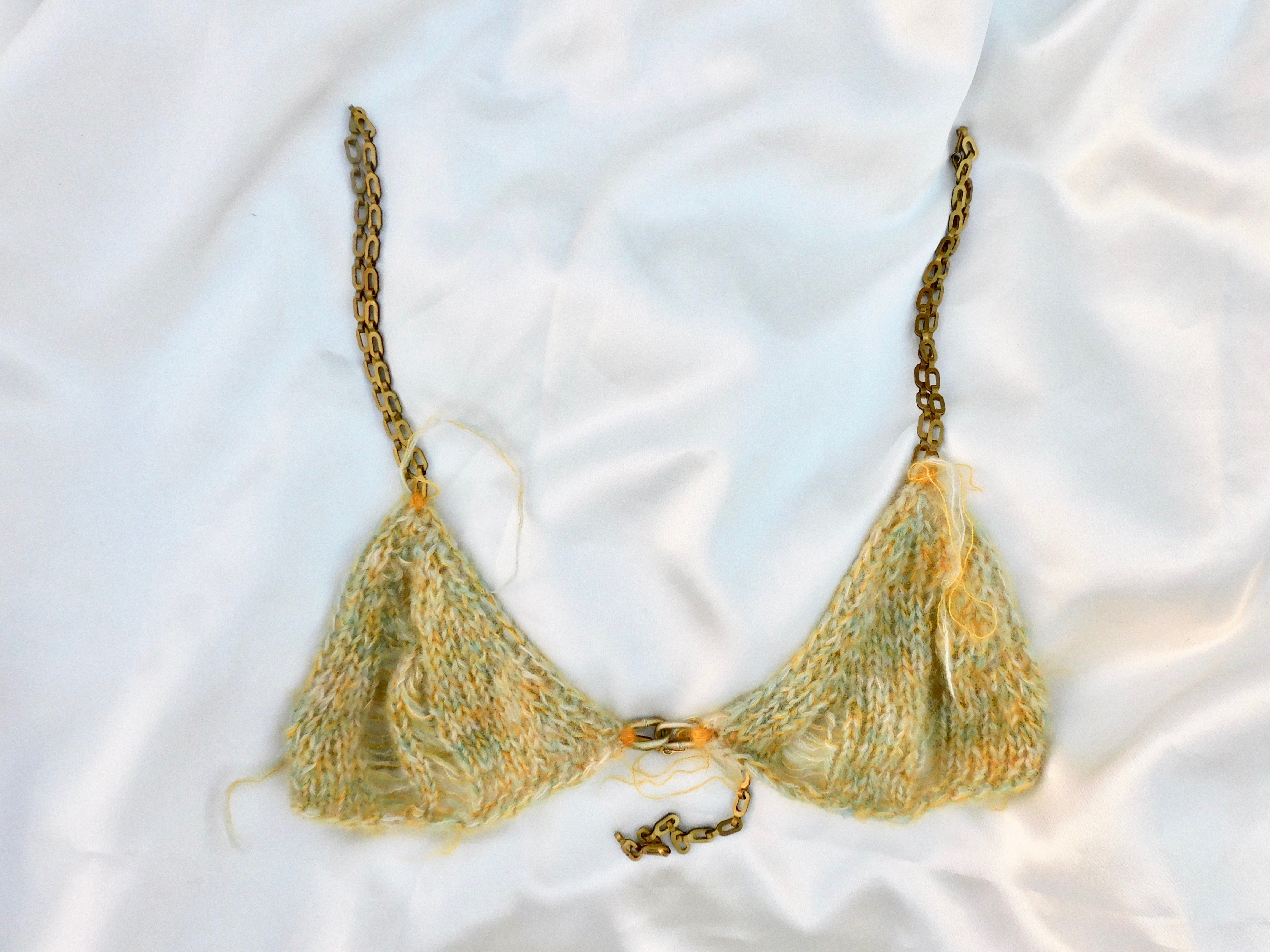 gold knit bikini top